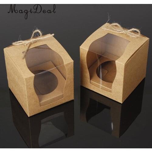 MagiDeal 24pcs Vintage Kraft Paper Cake Cupcake Box Bakery Package Craft Wedding Favor Gift Favor Brown