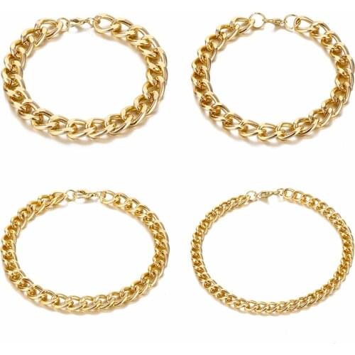 Gold Color Metal Bracelet for Men Women Minimalism Link Chain Bracelets Bangle Fashion Punk Bangle Bracelet Jewelry Wholesale