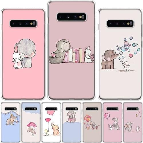 Cute Elephant and rabbit Cartoon Phone Case For Samsung Galaxy A51 A71 A50 A70 A80 A90 A01 A6 A7 A8 A10 A10S A20S A20E A30 A40 P