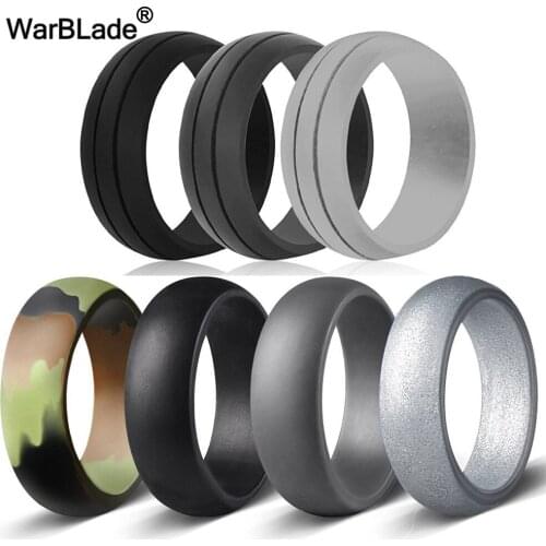 New 7pcs/set 6-12 Size Hypoallergenic Crossfit Flexible Rubber Rings 8mmSilicone Finger Ring For Men Women Wedding Jewelry Gift