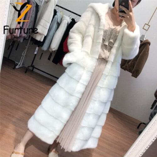 New Arrival 2 Style X-long Real Fur Coats Whole Skin Mink Fur Coat For Women Furry Hoods Customised Plus Size Collar Worm Jacket