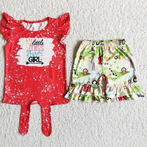 New Design Toddler Baby Girls Designer Clothes Wholesale Kids Boutique Clothing Sets Fashion Farm Girls Summer Clothing Baby Set
