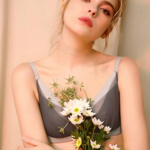 New Mesh Bralette Stiching Sexy Ladies Bra Big Size Soft Women Seamless Push Up Lingerie