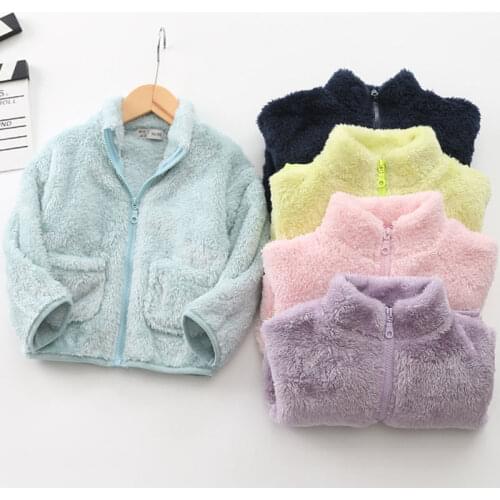 2020 Autumn Children Coral Velvet Coat Kids Zipper Jacket Outerwear Soft Comfortable For Baby Boys Girls 100-140 Wear tx378