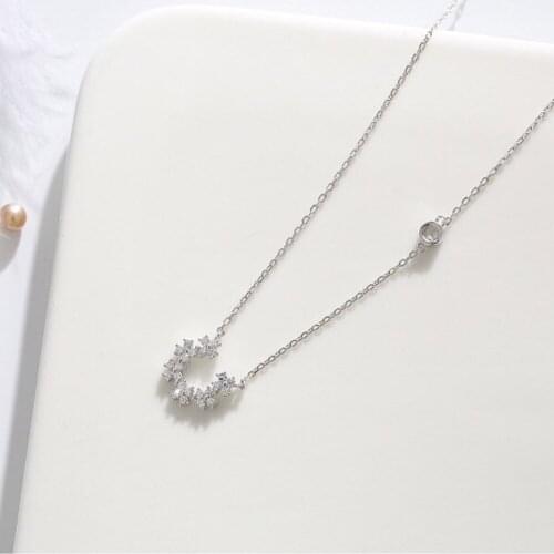 Simple Fine U Shape Pendant Necklace Inlay Shiny Zircon Silvery Jewelry For Women Fashion Wedding Gifts Charm Clavicle Choker