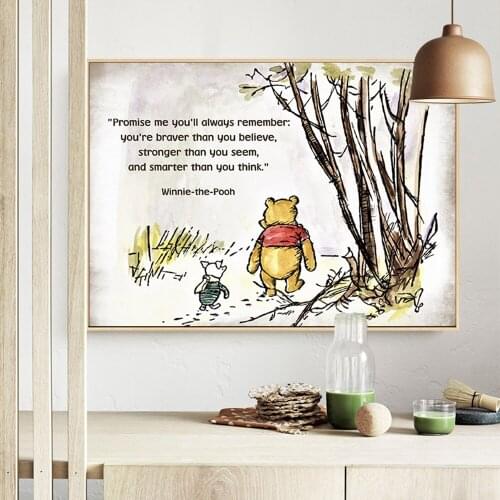 Art Print Poster Classic Winnie the Pooh and Piglet Canvas Wall Art Canvas Painting Picture Birthday Gift Baby Nursery Decor