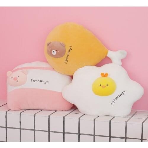 Kawaii simulation plush food chicken leg pillow toys cute cushion girl sleeping pillow super soft rilakkuma cat plush doll