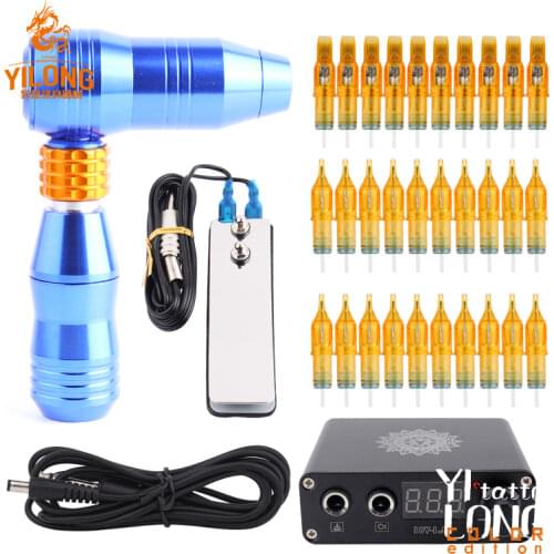 Professional Rotary T Pen Tattoo Kit LCD Mini Power With 30pcs Needle Cartrige Equipment Supplies