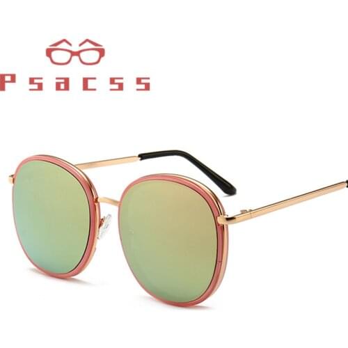 Psacss NEW Fashion Sunglasses Women Men Round Mirrored Sun Glasses For Driving Shopping Brand Designer Eyewear Metal Frame UV400