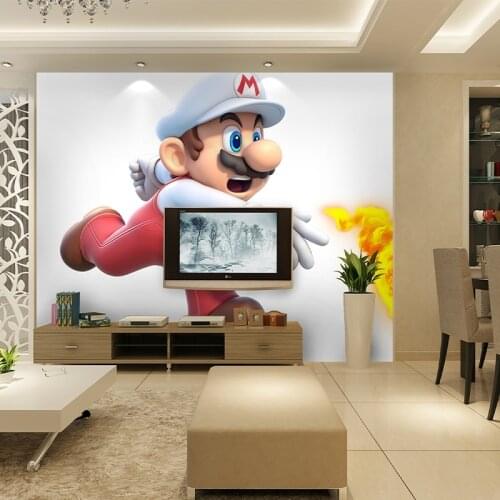 3D Lifelike Mario Cartoon Character Painting Customizable Kitchen Study Bedroom TV Background Decorative Painting Mural Custom