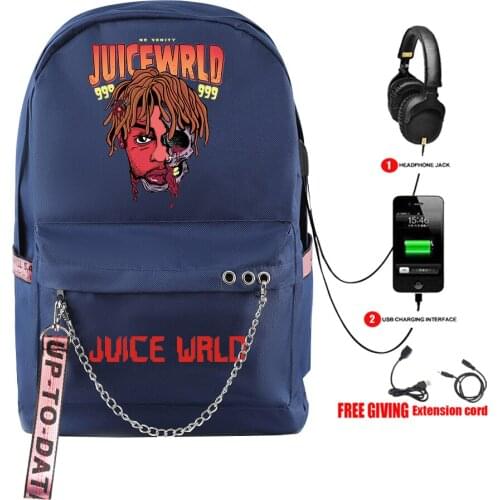 2020 Juice Wrld Backpack USB Charge Multifunction Backpack Men Women 3D Print Backpack Oxford Waterproof Student School Bags