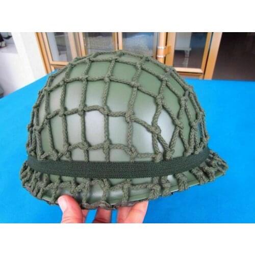 WWII WW2 US ARMY M1 GREEN HELMET MOTORCYCLE HELMET CAMOUFLAGE NET AND ELASTIC BAND