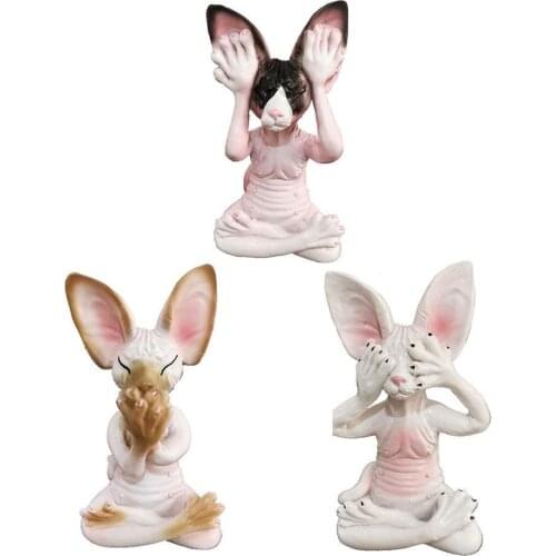 Cute Buddha Cat Figurine Meditation Cat Meditate Art Sculptures Outdoor Garden Statues Figurines For Home