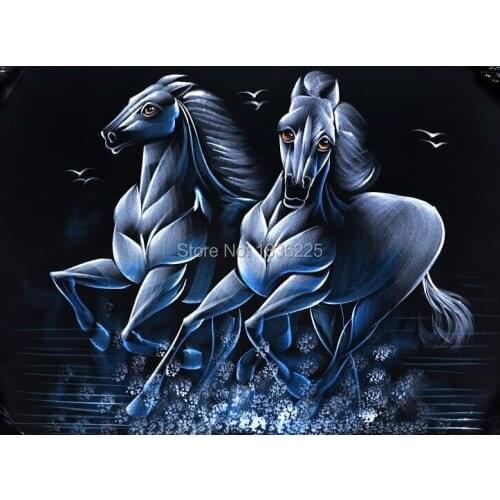 Modern paintings with a knife Hand Painted Two Horses Oil Painting Canvas oil painting wall hanging canvas Oil Painting on Canva