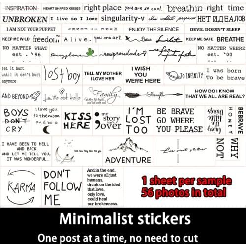 Temporary Tattoo Sticker set English words devil freedom Tatoo Flash Tatto Fake Waterproof stickers for Men Women girls 56 Pcs