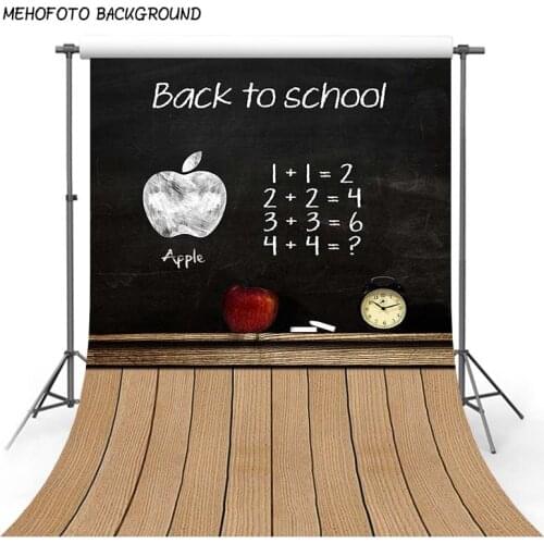 Back to School Photography Background Vintage Wood Floor Blackboard White Chalk Pictures for Kids Customized Pictures Backdrops
