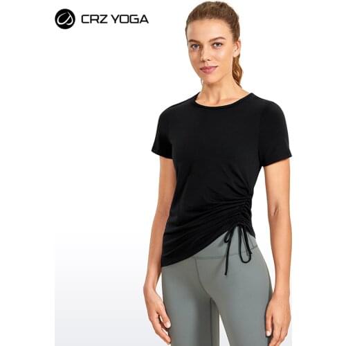 CRZ YOGA Womens Pima Cotton Lightweight Short Sleeves Sport Shirt Yoga T-Shirt Workout Top