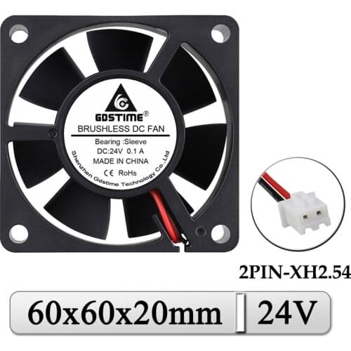 10Pcs/Lot Gdstime 24V 60x60x20mm 60mm Axial DC Brushless Industrial Case Cooler 60mmx20mm 6cm Exhaust 3D Printer Cooling Fan