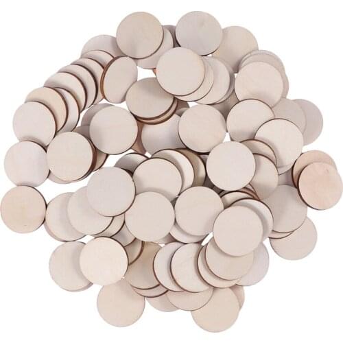 100pcs 10mm 20mm Wood Slices DIY Wood Crafts Round Wooden Ornament DIY Craft Wood Piece for Art Crafts Project Home Decoration
