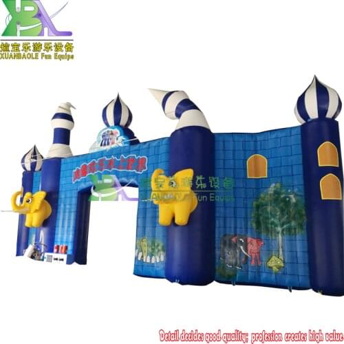 Outdoor castle advertising cheap inflatable entrance arch for water park project