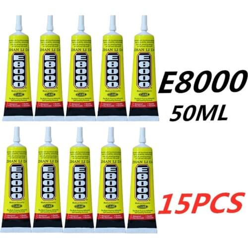 15pcs E8000 50ml Strong Liquid Glue Clothes Fabric Clear Leather Adhesive Jewelry Stationery Phone Screen Instant Earphone