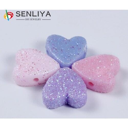20Pcs 40Pcs 100Pcs 4 Colors Love Heart Acrylic Bead Loose Spacer Beads For Jewelry Making DIY Bracelet Accessories Pick Color