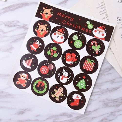 5 Sheets=80pcs Seal stickers DIY Scrapbooking Merry Christmas Gift Kraft Sticker Cookie/Cake/Gift Labels Stickers