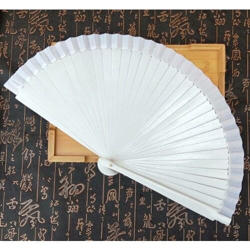 50pcs Spanish White Wood Folding Hand Fan Party Favor Gift Wedding Prom Dance Fan Free Shipping lin4013