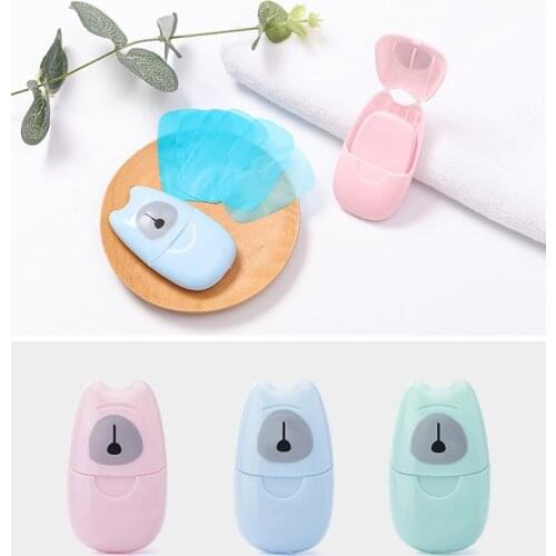 50pcs/Box Disposable Boxed Paper Soap Travel Portable Hand Washing Box Scented Slice Sheets Mini Soap Paper Random Color