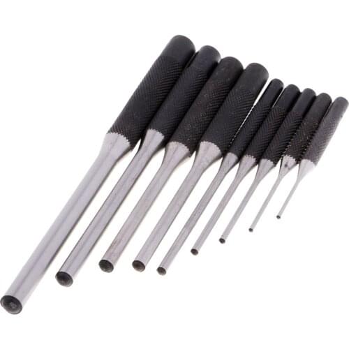 9Pcs Mixed Size Steel Roll Pin Punch Set with Roll Case for Handmade Tool