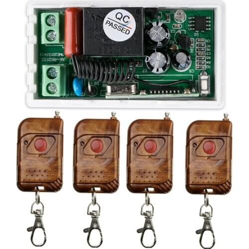 220 v 1 ch RF wireless remote control switch 1* receiver+4 * transmitter Simple connection Imitation wood grain