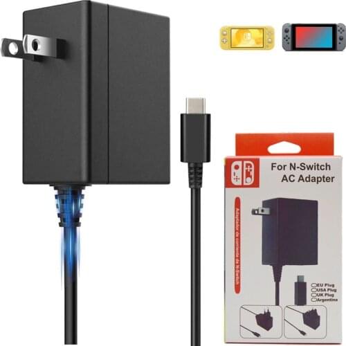 Switch/Lite Fast Charger 15V AC Power Adapter for Nintendo Switch AC Power Supply With 5FT Type C Cable Support TV Mode and Dock
