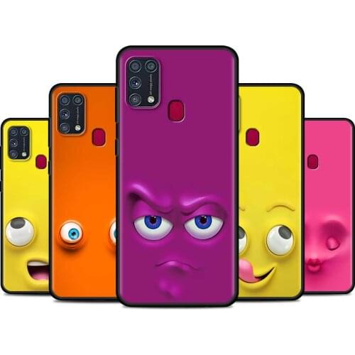 Funny Smiling Face Phone Case For Samsung Galaxy F62 F52 5G F41 F22 F12 M62 M42 M32 M21 M31 M30s M51 M31s M11 M01 M10 Cover Capa