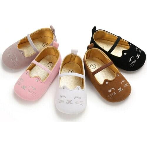 2020 Baby Shoes Newborn Infant Cartoon cat Pattern Pram Mary Jane Girls Princess Moccasins Soft Sole Shoes Breathable Crib Shoes