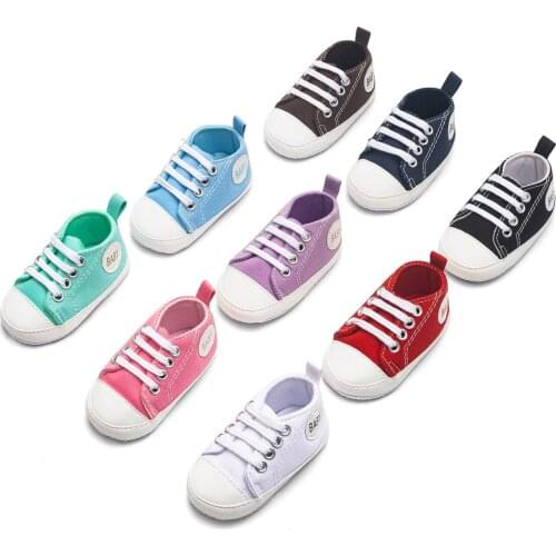 Baby Shoes Boy Girl Star Solid Sneaker Cotton Soft Anti-Slip Sole Newborn Infant First Walkers Toddler Casual Canvas Crib Shoes