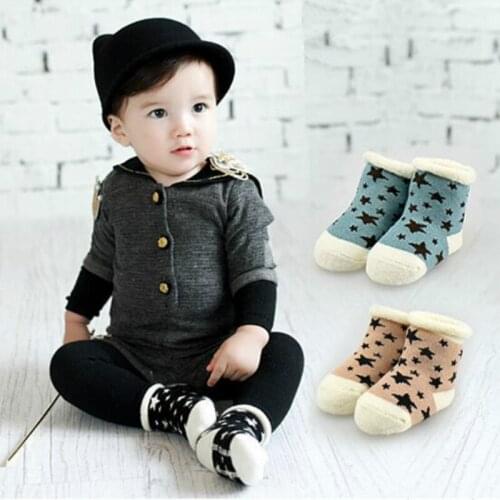 Antiskid Children Winter Socks Baby Socks Stars Kids Thick Socks Terry Fluffy Warm Soft Floor Home Cute Boys Girls Footwear 0-4Y