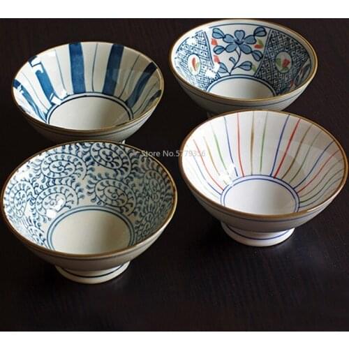 Japanese Style High Temperature Underglaze Ceramic Tableware Bucket-shaped Bowl Rice Bowl Tall Bowl Household Ceramic Bowl