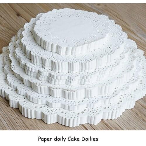100pcs Creative Vintage Napkin Romantic Hollowed Lace Paper Doilies Cake Holder Crafts Paper Doyleys for Wedding Decoration