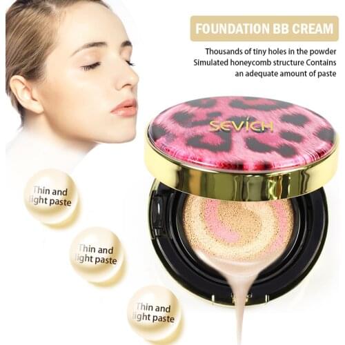 Sevich Leopard Print Head Air Cushion CC Cream Moisturizing Foundation Natural Brightening Makeup BB Cream Ivory Natural Color