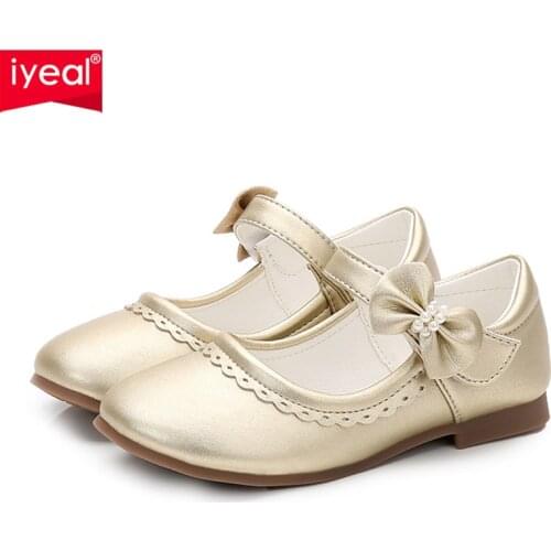 IYEAL Children Casual Shoes Girls Princess Bow Shoes Baby Girl Strap Flat Shoes Kids Girls Fashion Sneakers 4 Colors