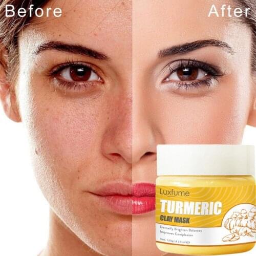 Luxfume Turmeric Clay Mask Washing Face Mud Mask Nourish Whitening Anti-wrinkle Pore Cleaner Skin Care Cream For Women TSLM2