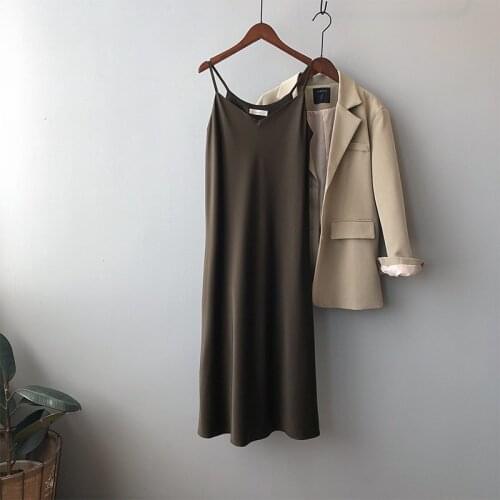 Fashion High Quality Womens Dress Summer Spaghetti Satin Long Woman Dress Very Soft Smooth dress summer 2021