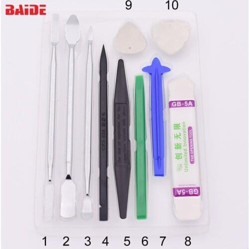 10 in 1 Metal Spudger Set Crowbar HH-F10 PRO Electron Tool Plastic Opening Pry Tools Kit For Phone Tablet PC Repair 100Sets/lot