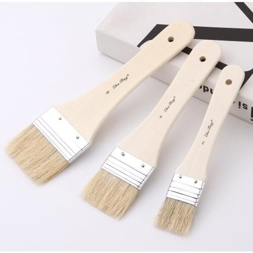 Professional Flat Paintbrush Set Hog Bristle Paint Brush Wooden Handle Artist Paint Tool for Acrylic Oil Gouache Wall Arts