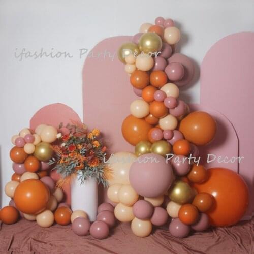 Retro Pink&Orange Party Balloon Garaland Arch Set Peach&Gold Globos For Kid Birthday Wedding Party Decorations Adult Girl Party