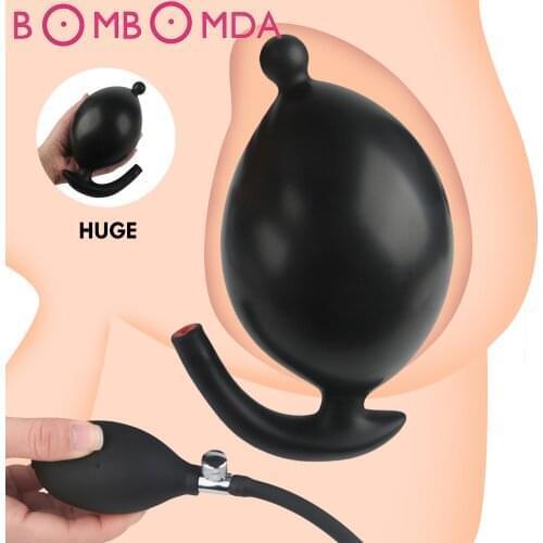 Inflatable Super Large Silicone Anus Dilator Expandable Anal Plug Dildo Pump Women Butt Vagina Stimulate Prostate Massage Sextoy