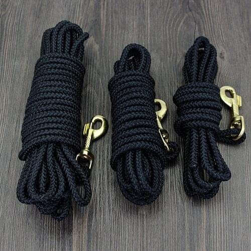Nylon Dog Long Leash Pet Tracking Leash Black Round Rope Dogs Walking Training Lead Leashes 3M/5M/10M/20M For Medium Large Dogs