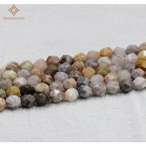 Natural Star Wholesale Cut Polygon Stone Bamboo Leaf Agates Diamonds Faceted ​Beads For Making DIY Bracelet Jewelry Accessories