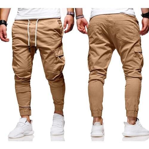 Autumn Casual Mens Pants Drawstring Elastic Waist Hip Hop Harem Joggers Pants Solid Long Trousers Multi-Pocket Sweatpants 4XL