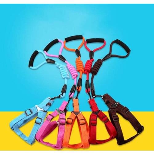 Dog traction leash dog chain solid color walk dog leash collar medium and large dog rope pet supplies